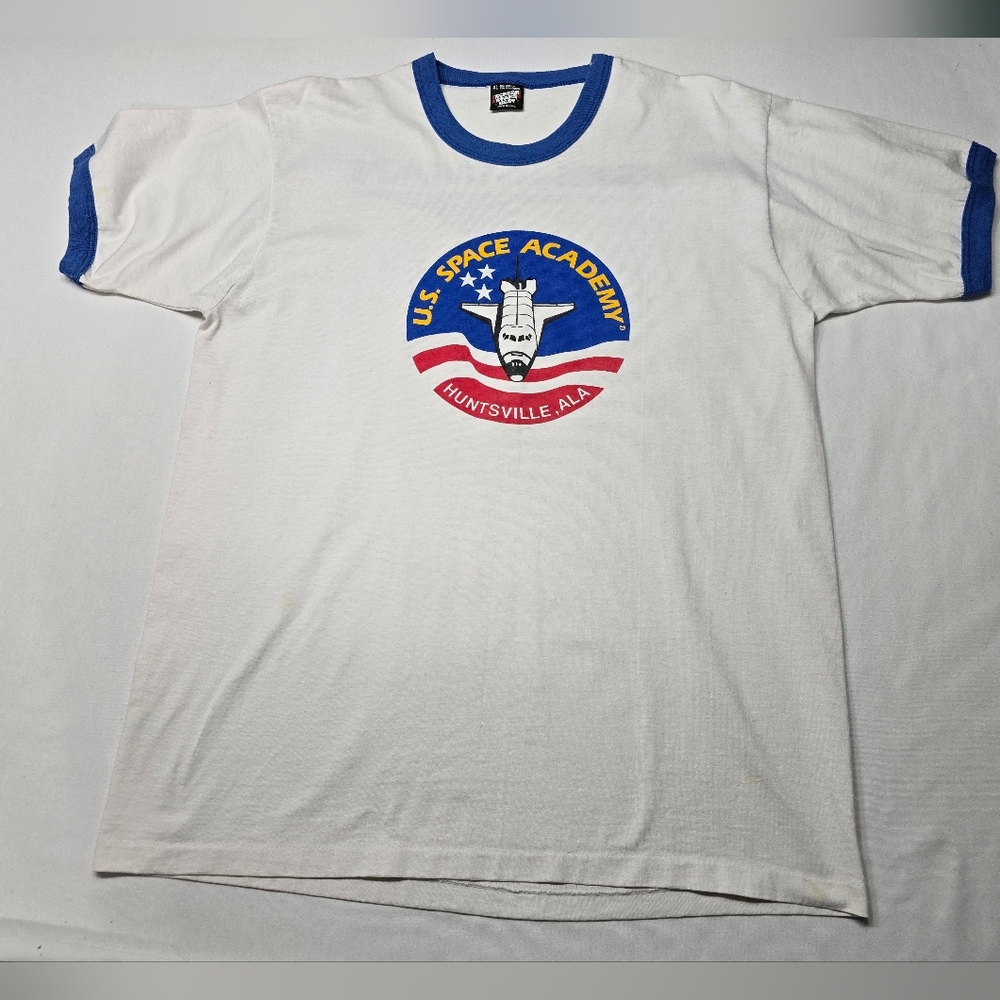 Vintage 80's U.S. Space Academy NASA Huntsville AL ringer style tshirt
